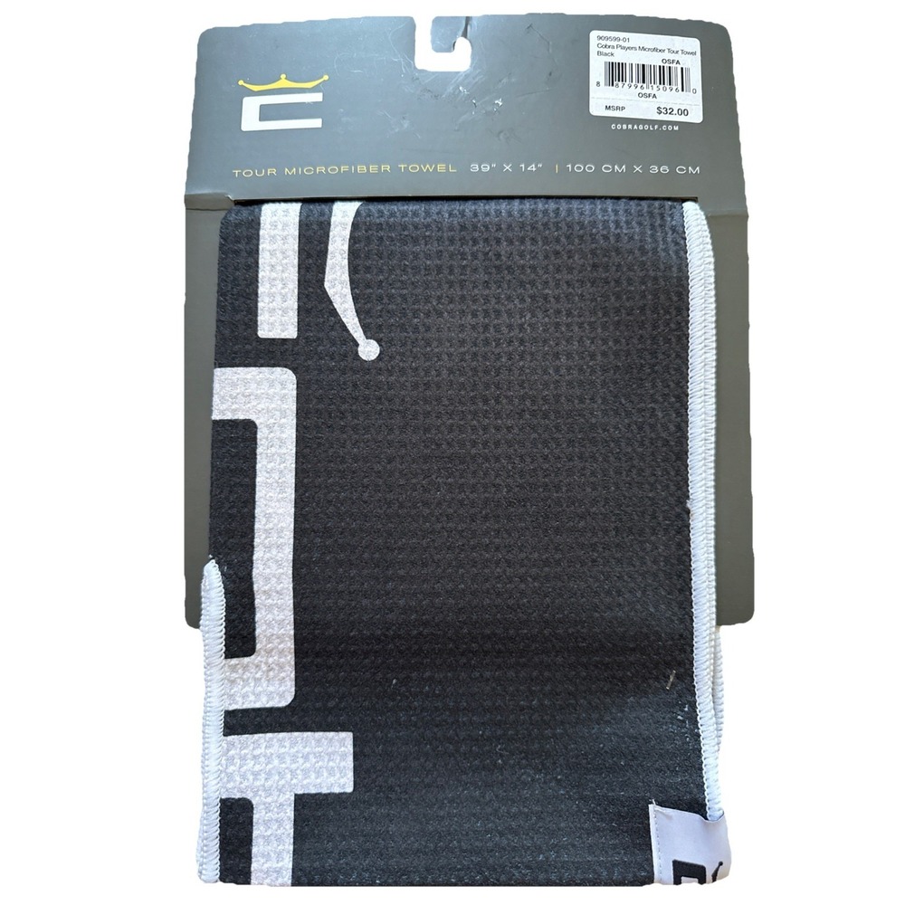 NEW Cobra Microfiber Tour Golf Towel Black - 39" x‎ 14"
